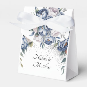 Dusty Blue & White Peony Wedding Favor Boxes