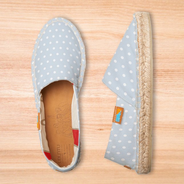 Dusty Blue White Polka Dots Chic Fashion Slip On Espadrilles (Dusty Blue White Polka Dots Chic Fashion Slip On Espadrilles)