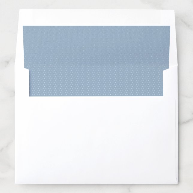 Dusty blue white polka dots cute baby shower envelope liner (In Envelope)