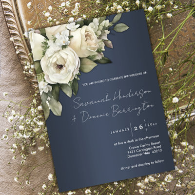 Dusty Blue White Roses Boho Wedding