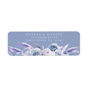 Dusty Blue & White Roses Wedding Return Address Label