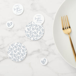 Dusty Blue & White Script and Hearts Bridal Shower Confetti