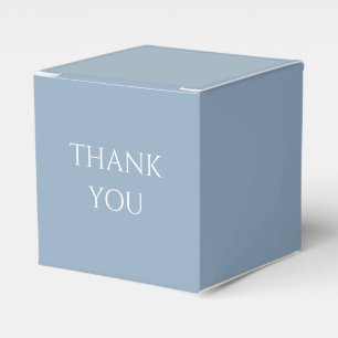Dusty Blue & White Script Wedding Thank You Favor Boxes