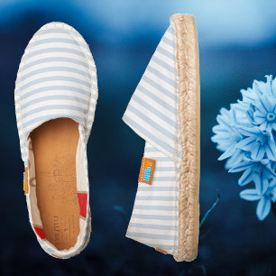 Dusty Blue White Stripes Fashion Casual Slip On Espadrilles