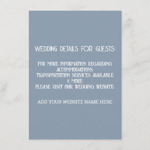 Dusty Blue White Wedding Details For Guests Cool Enclosure Card