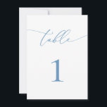 Dusty Blue & White Wedding/Event Table Number<br><div class="desc">(**PLEASE NOTE: To order,  simply adjust your table number and add each number to your cart separately. Then check out once you are finished.) Beautiful,  elegant,  modern and minimalist,  table number card. Fully customizable with your table numbers.</div>