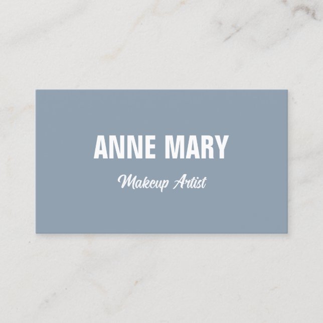 Dusty Blue White Wedding Makeup Artist Elegant  Business Card (Front)