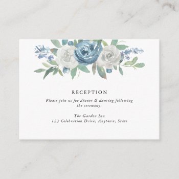 Dusty Blue & White Wedding Reception Enclosure Card by oddowl at Zazzle