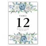Dusty Blue &amp; White Wedding Table Number Cards at Zazzle