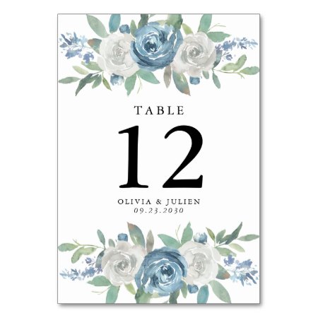 Dusty Blue & White Wedding Table Number Cards