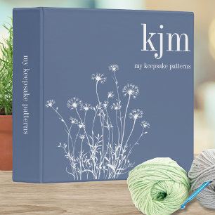 Dusty Blue & White Wildflowers Pattern Keeper 3 Ring Binder