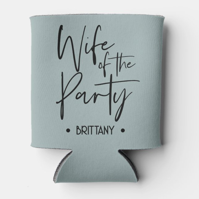 Dusty Blue Wife of the Party Can Cooler Bachelor (Front)