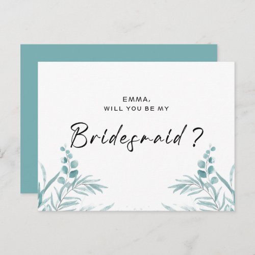 Dusty Blue Wild Meadow Will You Be My Bridesmaid Postcard