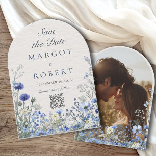 Dusty Blue Wildflower Arch Save The Date Invitatio Invitation
