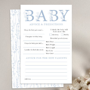 Dusty Blue Wildflower Baby Advice Predictions Game Flyer
