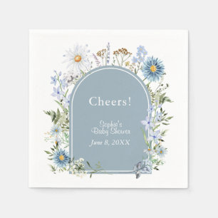 Dusty Blue Wildflower Baby In Bloom Baby Shower  Napkins