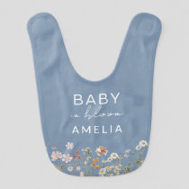Dusty Blue Wildflower Baby in Bloom Floral  Bib