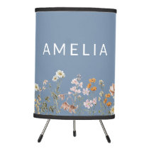 Dusty Blue Wildflower Baby in Bloom Floral  Tripod Lamp