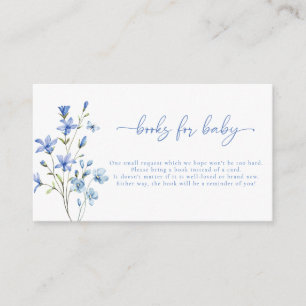 Dusty Blue Wildflower Baby Shower Books For Baby Enclosure Card