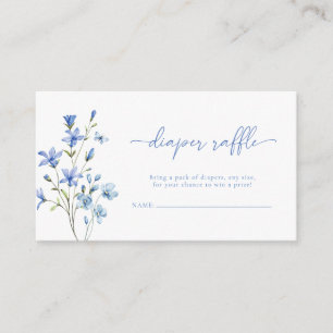 Dusty Blue Wildflower Baby Shower Diaper Raffle Enclosure Card