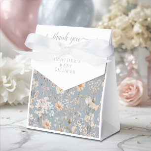 Dusty Blue Wildflower Baby Shower Favor Boxes