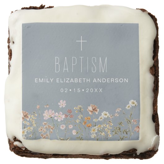 Dusty Blue Wildflower Baptism Garden In Bloom  Brownie (Front)