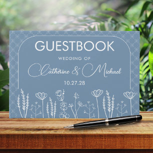Dusty Blue Wildflower Bohemian Arch Wedding Guest Book