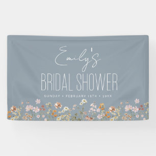 Dusty Blue Wildflower Boho Bridal Shower Banner