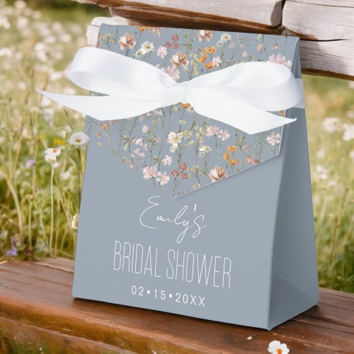 Dusty Blue Wildflower Boho Bridal Shower In Bloom Favor Boxes
