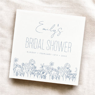Dusty Blue Wildflower Boho Bridal Shower Napkins
