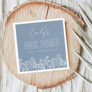 Dusty Blue Wildflower Boho Bridal Shower Napkins