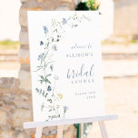 Dusty Blue Wildflower Boho Bridal Shower Welcome Foam Board<br><div class="desc">Elegant delicate watercolor wildflower wreath and your event details. Pastel palettes of soft yellow,  off white,  sage green,  dusty blue,  and botanical greenery,  simple and romantic. Great floral bridal shower welcome sign for modern rustic wedding,  country garden wedding,  and boho wedding in spring and summer.</div>