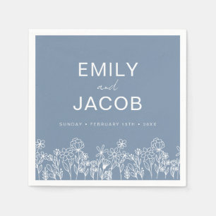 Dusty Blue Wildflower Boho Wedding In Bloom Napkins