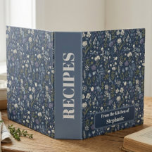 Dusty Blue Wildflower Botanical Family Cookbook