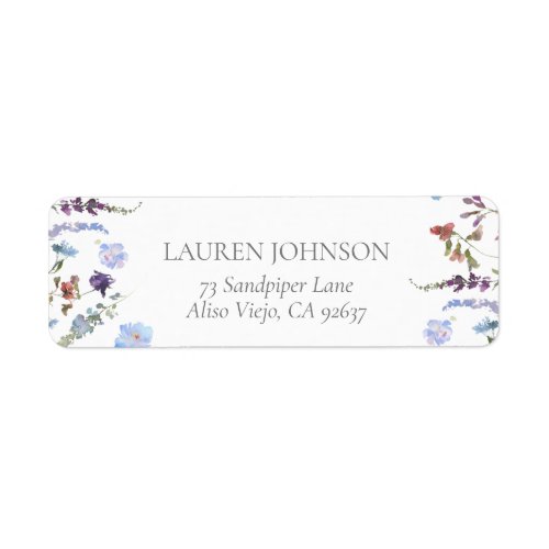 Dusty Blue Wildflower Bridal Return Address Label