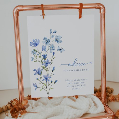 Dusty Blue Wildflower Bridal Shower Advice Sign