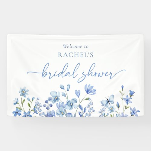 Dusty Blue Wildflower Bridal Shower Banner