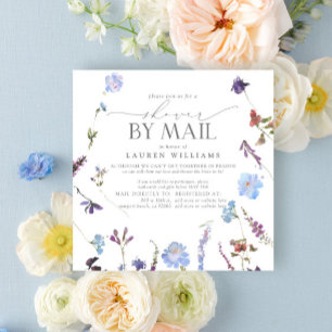 Dusty Blue Wildflower Bridal Shower By Mail Invitation