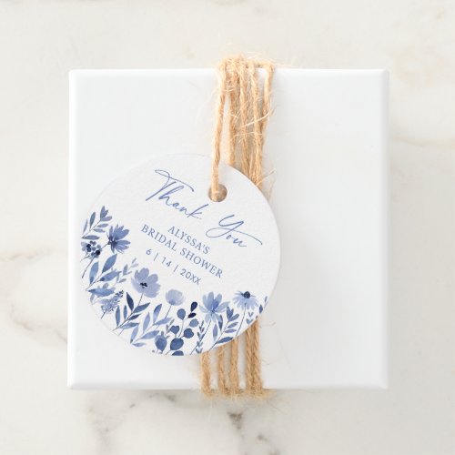 Dusty Blue Wildflower Bridal Shower Favor Tags