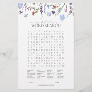 Dusty Blue Wildflower Bridal Shower Game