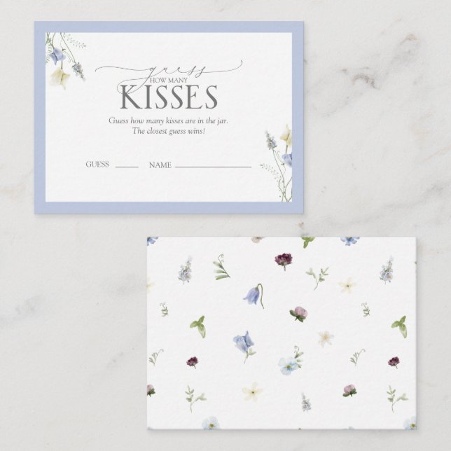 Dusty Blue Wildflower Bridal Shower Game Enclosure Card (Front/Back)