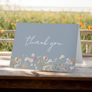 Dusty Blue Wildflower Bridal Shower Garden Thank You Card