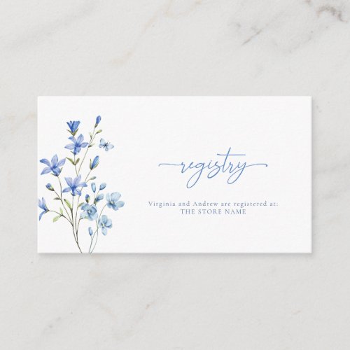 Dusty Blue Wildflower Bridal Shower Gift Registry Enclosure Card
