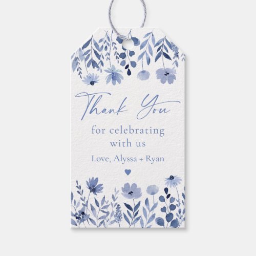 Dusty Blue Wildflower Bridal Shower Gift Tags