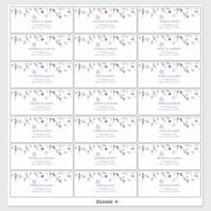 Dusty Blue Wildflower Bridal Shower Guest Address Sticker