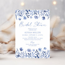 Dusty Blue Wildflower Bridal Shower Invitation