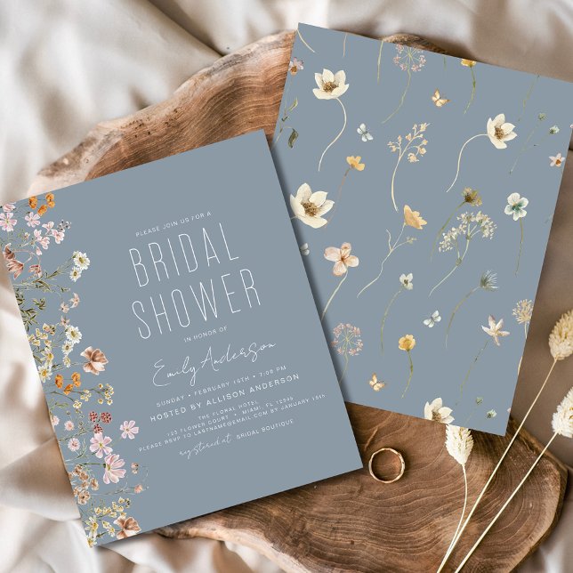 Dusty Blue Wildflower Bridal Shower Invitation Flyer (Creator Uploaded)
