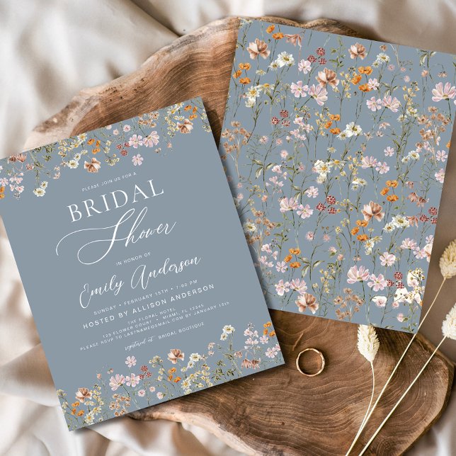Dusty Blue Wildflower Bridal Shower Invitation Flyer (Creator Uploaded)