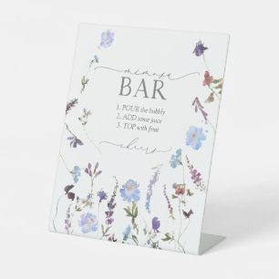 Dusty Blue Wildflower Bridal Shower Mimosa Bar Pedestal Sign