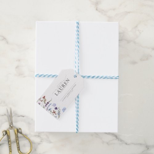 Dusty Blue Wildflower Bridal Shower No Wrap Gift Tags